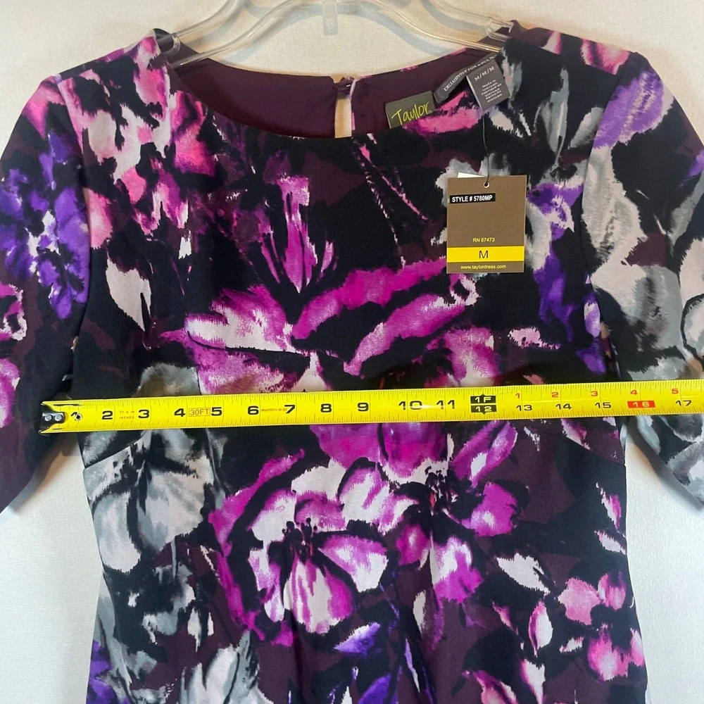Taylor Women's‎ Floral Print Knee Length Sheath Dress - Size M - Picture 8 of 9